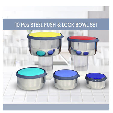 10 Pcs Steel Push & Lock Bowl Set