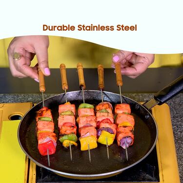 Grill & Roast 12 Pcs Reusable Stainless Steel Barbeque Skewers (12BBS1)