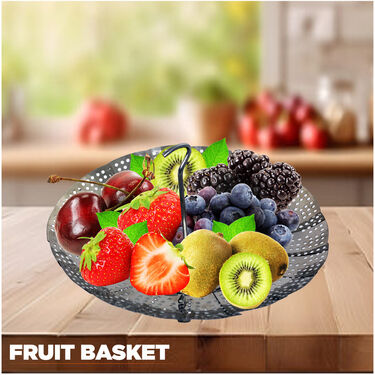 3 in 1 Stainless Steel Folding Steamer, Strainer And Fruit Basket (SSFB)
