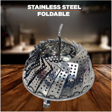 3 in 1 Stainless Steel Folding Steamer, Strainer And Fruit Basket (SSFB)