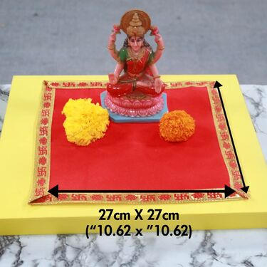 Plain Red Velvet Pooja Aasan Cloth - Pack of 4 (4PAC)