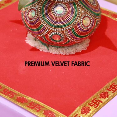 Plain Red Velvet Pooja Aasan Cloth - Pack of 4 (4PAC)