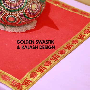 Plain Red Velvet Pooja Aasan Cloth - Pack of 4 (4PAC)