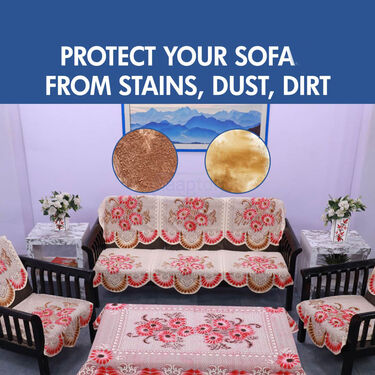 5 Seater Floral Printed Sofa Cover Set With Free Table Cover (5FSC3)