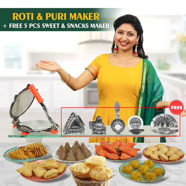 Chapati & Puri Maker + 5 Pcs Stainless Steel Sweet Snack Maker (CP3)