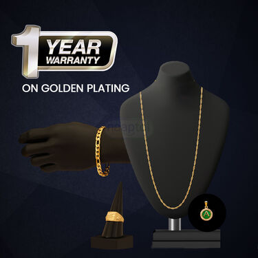 Golden Chain + Alphabet Pendant + Golden Bracelet + Ring (MGJ36)