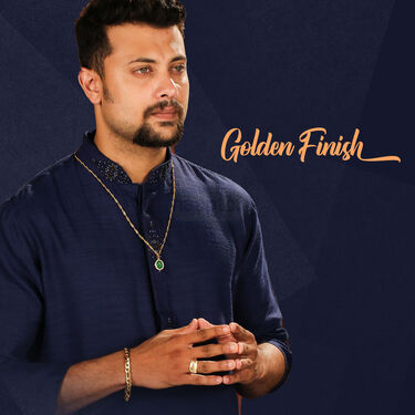 Golden Chain + Alphabet Pendant + Golden Bracelet + Ring (MGJ36)