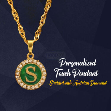 Golden Chain + Alphabet Pendant + Golden Bracelet + Ring (MGJ36)