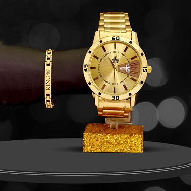 Golden Watch + Golden King Bracelet (MGWB4)