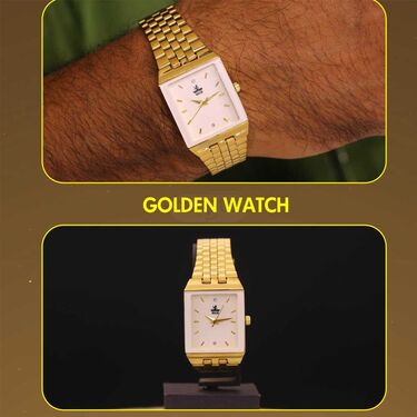 Golden Watch + 2 Chain + Bracelet + Ring (MGW2CBR10)