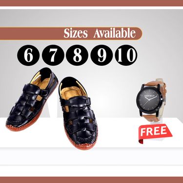 Leatherite Sandal Leatherite Watch Free (SW7) - Pick Any 1