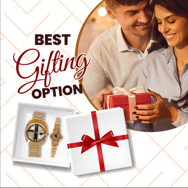 Mens Golden Watch With Free Ladies Designer Watch (MLGW13)