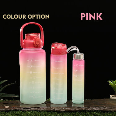 Pack of 3 Motivational Sipper Water Bottles with Trendy Stickers (3PB1)