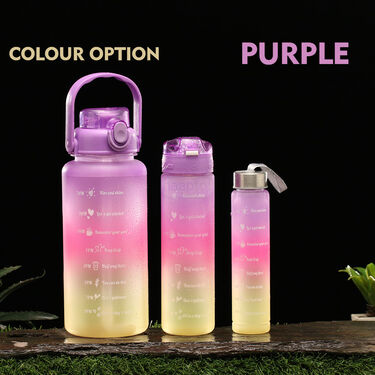 Pack of 3 Motivational Sipper Water Bottles with Trendy Stickers (3PB1)