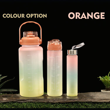 Pack of 3 Motivational Sipper Water Bottles with Trendy Stickers (3PB1)
