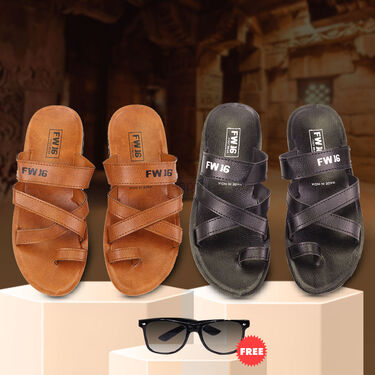 Pack of 2 Men's Madras Sandals with Free Sunglasses (SW86)