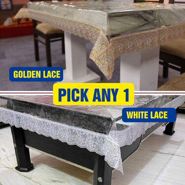 Buy 1 Get 1 Transparent Table Cover With Decorative Lace (TC1)
