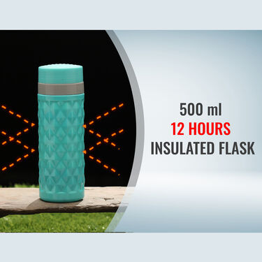 12 Hours Hot & Cold Insulated Flask + 2 Cups & Snack Plates (1F2C2SP)