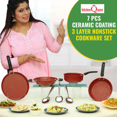 7 Pcs Ceramic Coating Nonstick Cookware Set (7CCNC1)