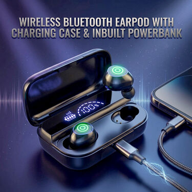 Wireless Bluetooth Earpod with Charging Case & Inbuilt Powerbank