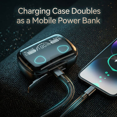 Wireless Bluetooth Earpod with Charging Case & Inbuilt Powerbank