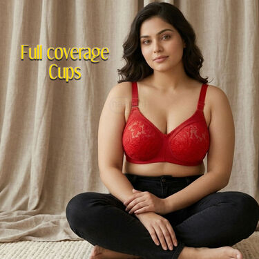 3 Sensational Full Coverage Lacy Bra With Broad Band (3FCB6)