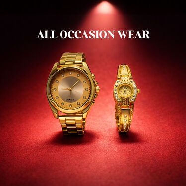 Men's Golden Watch With Free Ladies Designer Watch (MLGW18)