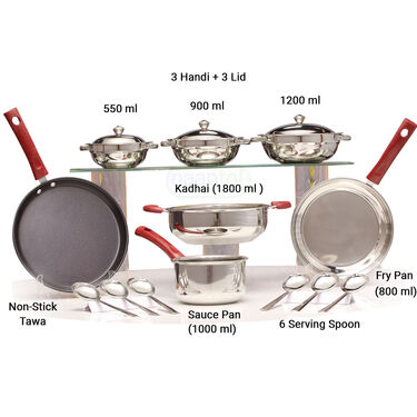 16 Pcs Stainless Steel Cook & Serve Set (16SSCS1)