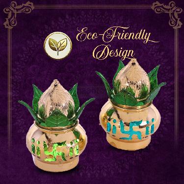 LED Kalash With Meena Leaf Lamp - B1G1 (LKL1)