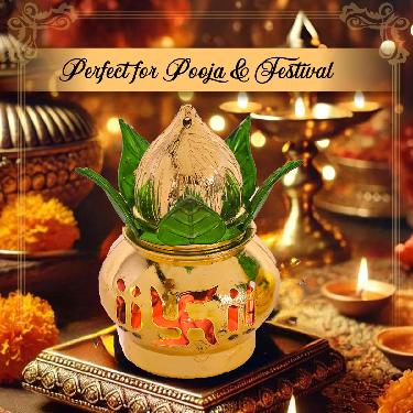 LED Kalash With Meena Leaf Lamp - B1G1 (LKL1)