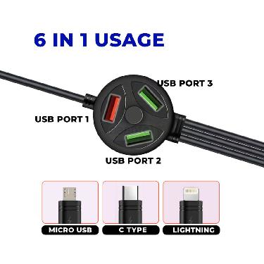 6 in 1 Fast Charging Multi USB Port (CDC3)