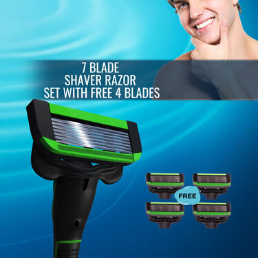 7 Blade Comfort Shaver Razor set with Free 4 Blades (7BS4)