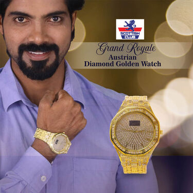 Royal Luxe Austrian Diamond Golden Watch (MGW30)