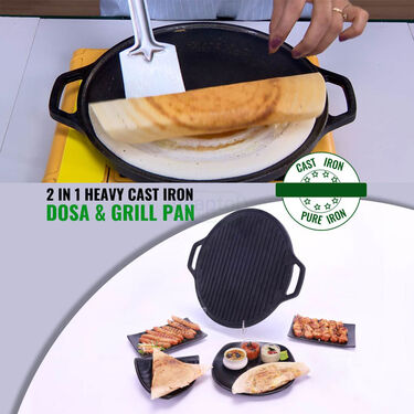 2-in-1 Heavy Duty Cast Iron Tawa & Grill (1GDT1)