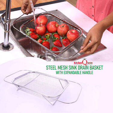 Steel Mesh Sink Drain Basket with Expandable Handle (1SSDB1)