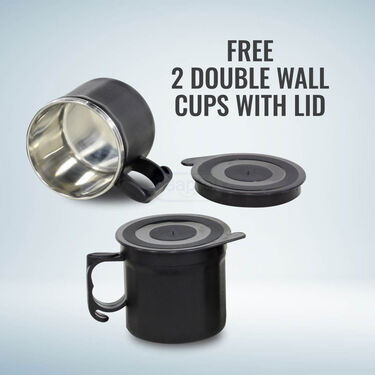 24 Hrs Hot & Cold Flask with Temperature Display + Free 2 Double Wall Cups (1TF2CM)