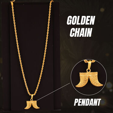 2 Golden Chain + Bracelet + Pendant + Austrian Diamond Ring (MGJ33)