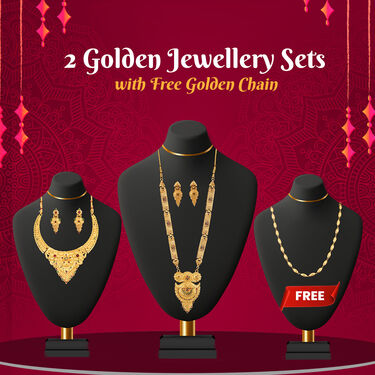 2 Golden Jewellery Sets with Free Golden Chain (2GJ1FC2)