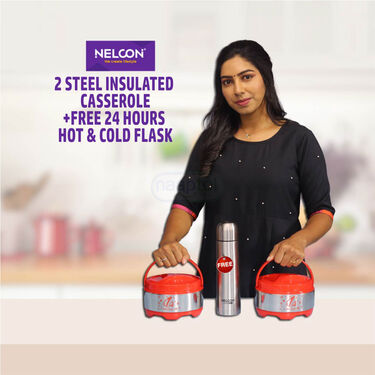 Set of 2 Casserole With Free Hot & Cold Flask (2C1F)
