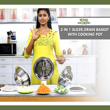 Royal Chef 3 in 1 Slicer Drain Basket & Cooking Pot