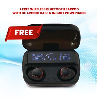 3 in 1 Smart Mobile Watch + Free Wireless Bluetooth Earpods with Charging Case & Inbuilt Powerbank (BCSW10)