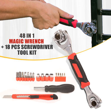 48 in 1 Magic Wrench + 18 Pcs Screwdriver Tool Kit (HT12)