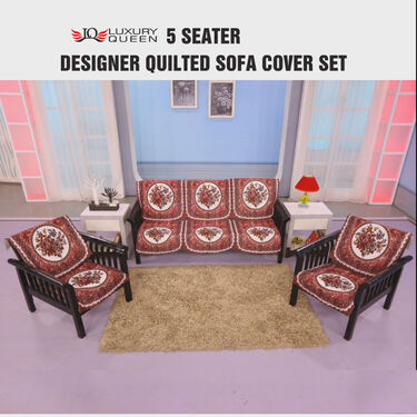 5 Seater Designer Quilted Sofa Cover Set (5VSC2)