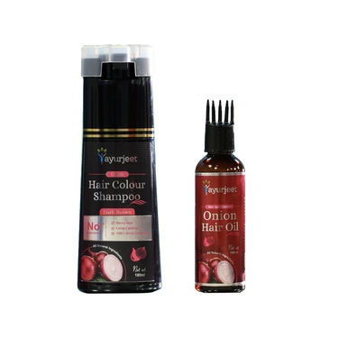 Ayurjeet Hair Color Shampoo with Free Onion Hair Oil