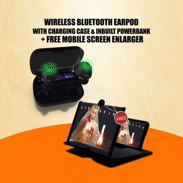 Earpods With Inbuilt Powerbank + Free Screen Enlarger
