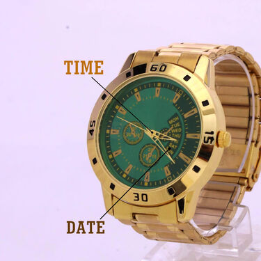 Mens Golden Watch with Free Ladies Designer Watch (MLGW10)