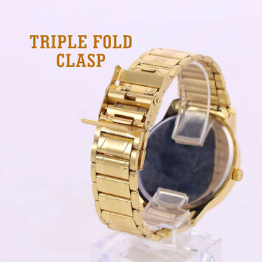 Mens Golden Watch with Free Ladies Designer Watch (MLGW10)