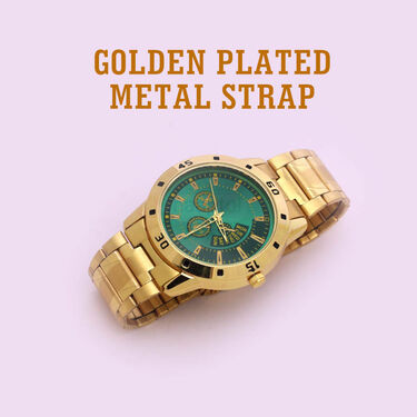 Mens Golden Watch with Free Ladies Designer Watch (MLGW10)
