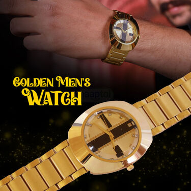 Mens Golden Watch With Free Ladies Designer Watch (MLGW13)