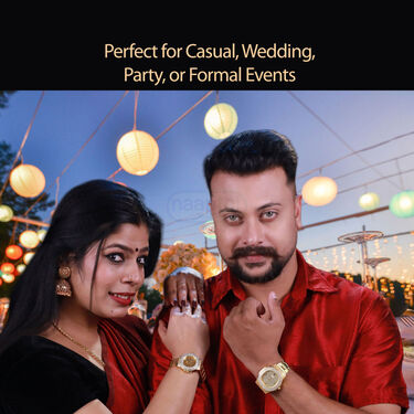 Mens Austrian Diamond Golden Watch With Free Ladies Designer Watch (MLGW14)